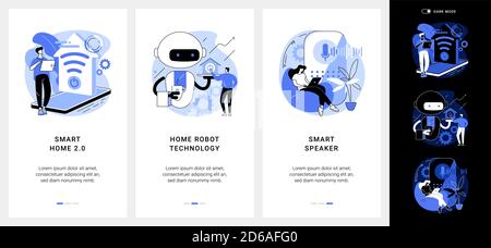 Smart living environment mobile app UI kit. Stock Vector