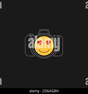 Camera with smile symbol Stock Vector
