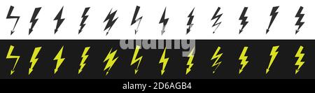 Lightning bolt icon set Stock Vector