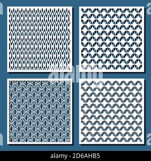 Abstract lines and shapes pattern for laser cutting. Universal greeting card, laser cut panel. Vector illustration. Square 1:1. Stock Vector