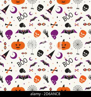 Halloween holiday cute symbol set seamless pattern Stock Vector