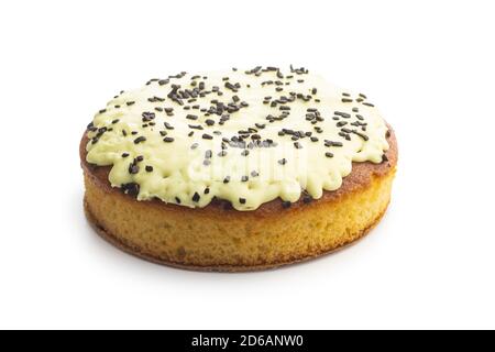 Sweet lemon cake isolated on white background. Stock Photo