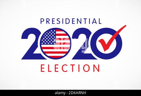 2020 United States of America Presidential Election banner. Vote 2020 banner with flag USA. Election day vector illustration Stock Vector