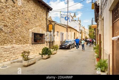 Parrini, Sicily, Italy - September 27, 2020: Tourists visiting the ancient village Parrini in the municipality of Partinico, in the province of Palerm Stock Photo