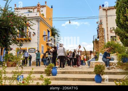 Parrini, Sicily, Italy - September 27, 2020: Tourists visiting the ancient village Parrini in the municipality of Partinico, province of Palermo Stock Photo