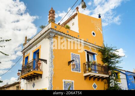 Painted houses of the ancient Parrini village, also called the Barcelona of Partinico in the province of Palermo, Sicily, Italy Stock Photo