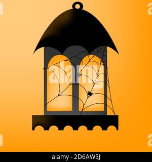 halloween holiday flashlight black on the yellow Stock Vector