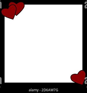 red hearts on a black photo frame Stock Vector
