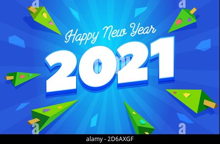 Greeting card happy new year 2021. Chinese new year. Christmas vector illustration. Design banner templates with typography logo 2021 for celebration Stock Vector