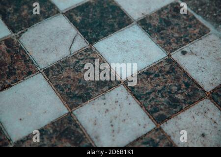 Marble floor texture with white and dark tiles Stock Photo