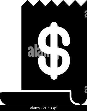 invoice with money symbol icon over white background, silhouette style, vector illustration Stock Vector