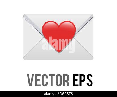 The isolated vector back of white envelope icon and sealed with red heart, represents love letter or note, valentine or affectionate greeting card, us Stock Vector