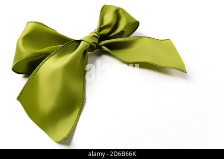 Green gift bow on white background Stock Photo