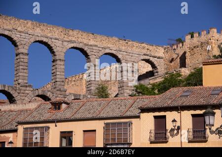 Aqueduct of Segovia (Acueducto de Segovia), a Roman aqueduct in Segovia, Spain Stock Photo