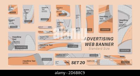 Vector set bundle advertising web banners standard size . wave background illustration design Stock Vector