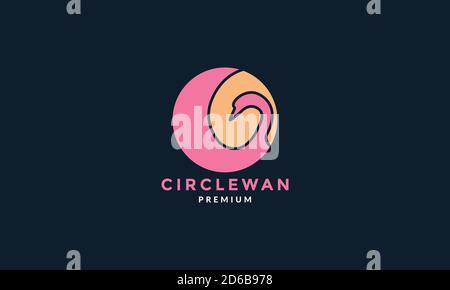 bird swan or goose colorful circle logo vector illustration design Stock Vector