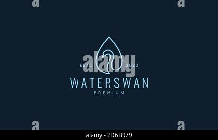 bird swan with drop water line logo vector illustration design Stock Vector