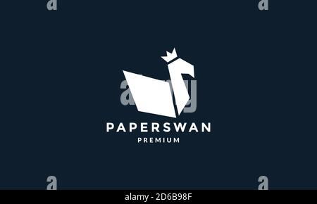 bird swan with paper craft logo vector illustration design Stock Vector