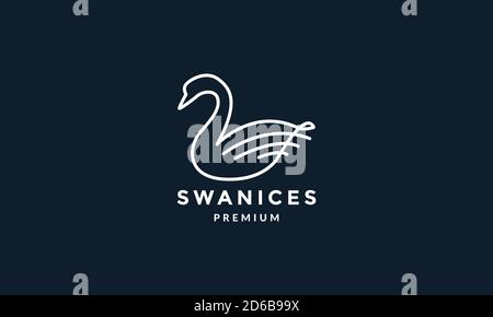 bird swan or goose line unique logo vector illustration design Stock Vector