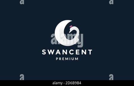bird swan with crescent logo vector illustration design Stock Vector