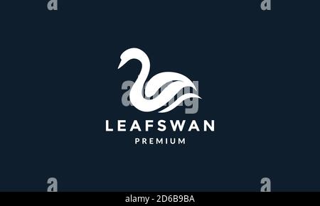 bird swan or goose with leaf water logo vector illustration design Stock Vector