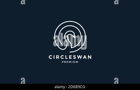 bird swan or goose line circle unique logo vector illustration design Stock Vector