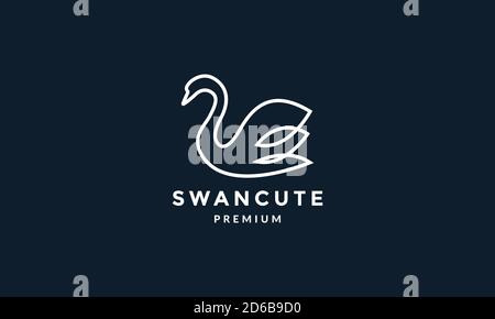 bird swan or goose line unique minimal logo vector illustration design Stock Vector