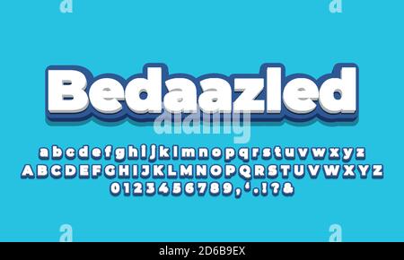 blue old white 3d  font effect or text styles design Stock Vector