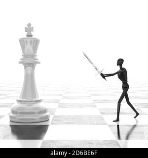3d rendering Businessman fighting, playing chess Stock Photo