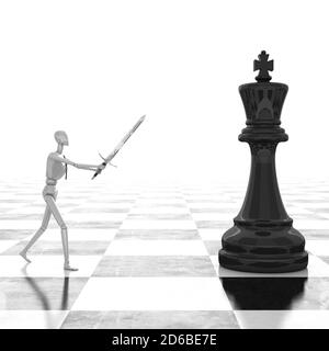 3d rendering Businessman fighting, playing chess Stock Photo