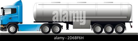 Vector realistic template of tank truck isolated on white. Stock Vector