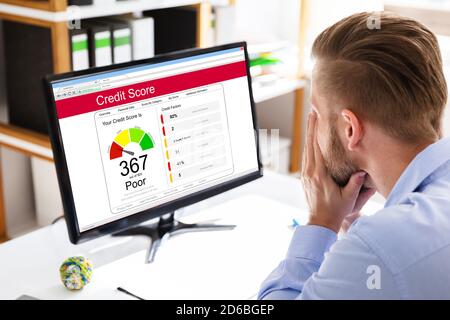 Poor Online Credit Score Rating On Computer Stock Photo