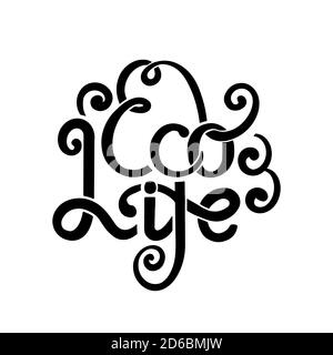 Eco life. Ink lettering with curls. Stylish quote for modern life. Save the planet. Eco friendly calligraphy for cards, stickers and your design Stock Vector