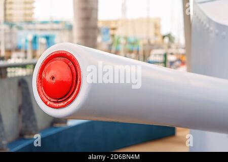 Townsville, Queensland, Australia - June 2020: Bow Canon on display at a maritime museum Stock Photo