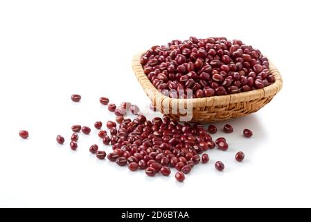 azuki beans on white background Stock Photo