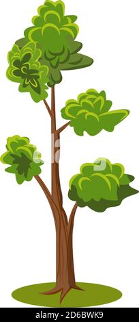 Flat cartoon vector tree. Flat Vector Illustration for nature props animation, isolated on white Stock Vector