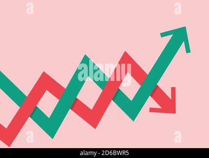 Stock market fluctuation arrow. Graph up and Graph down concept. Vector illustration Stock Vector