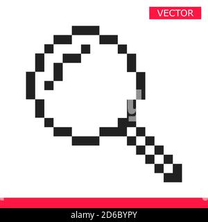 Pixel magnifier icon sign cursor vector illustration flat style design isolated on white background. Stock Vector