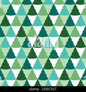 Stylish christmas tree pattern. Vector illustration. Green and blue Christmas trees, geometric pattern Stock Vector