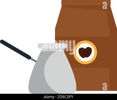 coffee turkish jar and beans bag vector design Stock Vector