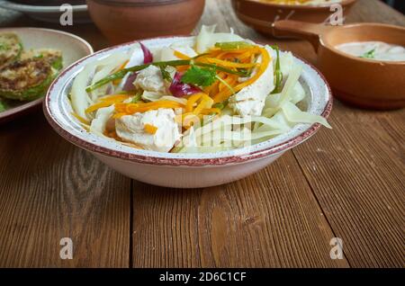 Pancit buko, coconut noodles,  Filipino dish made from very thin strips of young coconut Stock Photo