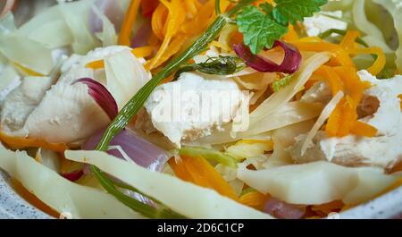 Pancit buko, coconut noodles,  Filipino dish made from very thin strips of young coconut Stock Photo