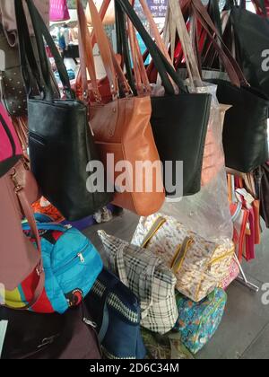 ladies bags stall on market Stock Photo - Alamy