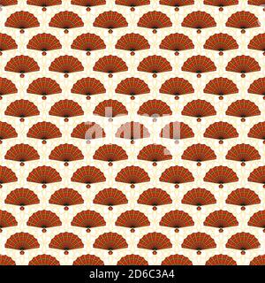 Chinese Pattern with hand Fan. Flat vector illustration. Stock Vector