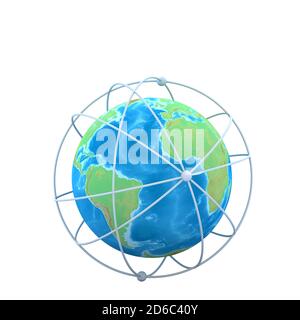 3d globe connections network design Stock Photo