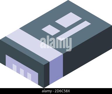 Computer capacitor icon, isometric style Stock Vector