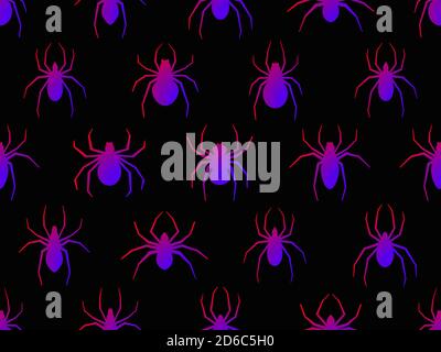 Spiders seamless pattern. Halloween background with scary spiders, design for printing on flyers, invitations and wrapping paper. Vector illustration Stock Vector