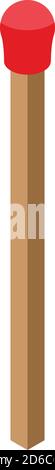 Smoking pipe wood match icon, isometric style Stock Vector