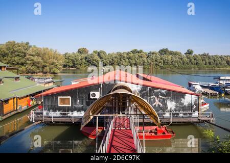 Serbia, Belgrade, Floating restaurant/bars on the Danube River Stock Photo