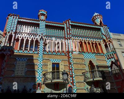 Casa Vicens. Designed by architect Antoni Gaudi. Carrer de les Carolines, Barcelona, Catalonia, Spain. Stock Photo